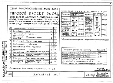 Состав альбома. Типовой проект 94-08/1.2Альбом 7 Часть 03 Водоснабжение и канализация ниже отм.0.000 Раздел 03-2 Для строительства на просадочных грунтах