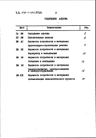Состав альбома. Типовой проект 416-1-154.85Альбом 5 Ведомости потребности в материалах