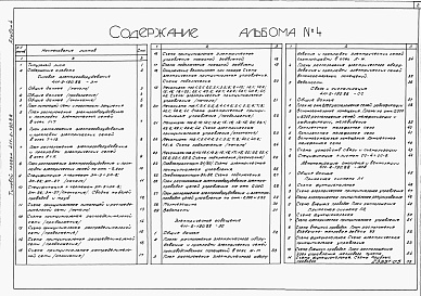 Состав альбома. Типовой проект 411-2-190.88Альбом 4  Электрооборудование. Электрическое освещение. Связь и сигнализация. Автоматизация санитарно-технических систем. Чертежи общих видов нетиповых конструкций.      