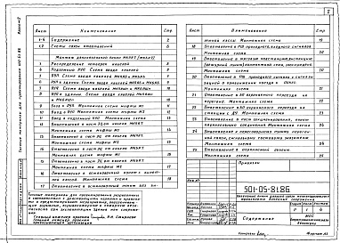 Состав альбома. Типовой проект 501-05-81.86Альбом 2 Монтаж кабельной линии