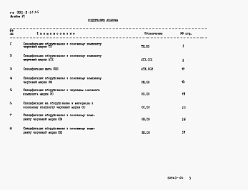 Состав альбома. Типовой проект 902-9-35.85Альбом 6 Спецификации оборудования    