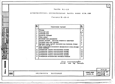 Состав альбома. Типовой проект 96-056.83Альбом 6 Часть 01-12 Архитектурно-строительные чертежи ниже отм.0.000. Часть 02-12 Отопление и вентиляция ниже отм.0.000. Часть 03-12 Водоснабжение и канализация ниже отм.0.000