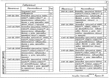 Состав альбома. Серия 5.407-68 ПрокладкаВыпуск 1 Чертежи монтажные 