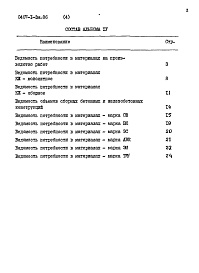 Состав альбома. Типовой проект 0407-1-3м.86.Альбом 4 Ведомости потребности в материалах     