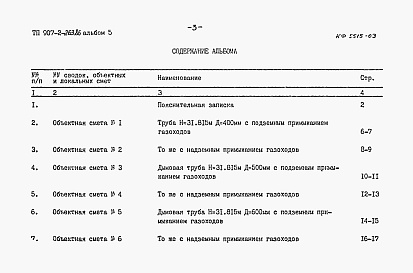 Состав альбома. Типовой проект 907-2-263.86Альбом 5      Сметы      