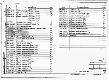 Состав альбома. Типовой проект 272-12-89с.87Альбом 3 Конструкции железобетонные. Изделия.     