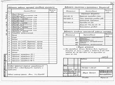 Состав альбома. Типовой проект 820-1-078.87Альбом 2  Чертежи железобетонных конструкций и изделий, конструкции металлические    