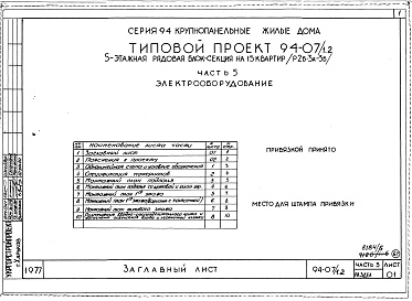 Состав альбома. Типовой проект 94-07/1.2Альбом 8 Часть 1 Архитектурно-строительные чертежи выше отм.0.000. Часть 2 Отопление и вентиляция Раздел 2-1 С радиаторами и конвекторами. Часть 3 Водоснабжение и канализация выше отм.0.000. Часть 4 Газоснабжение. Часть 5 Электроборудрвание, Часть 6 Слабо