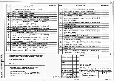 Состав альбома. Типовой проект 87-0-152.87Альбом 1 Архитектурно-строительные чертежи, внутренний водосток