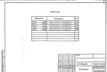 Состав альбома. Типовой проект 123-040м.86Альбом 24 Спецификации оборудования