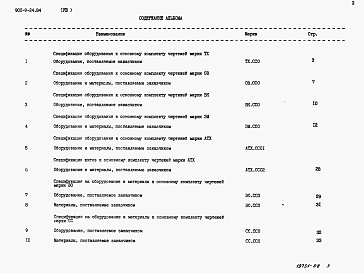 Состав альбома. Типовой проект 902-9-24.84Альбом 8 Сборник спецификаций оборудования