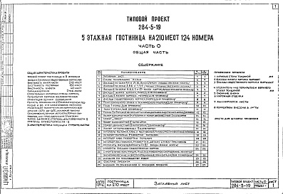 Состав альбома. Типовой проект 284-5-19Часть 0 Общая часть