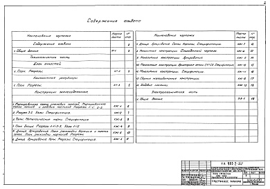 Состав альбома. Типовой проект 902-2-322Альбом 3 Часть 1 Блок емкостей АМ-440. Контактные резервуары