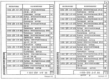 Состав альбома. Серия 1.020-1/87 КонструкцииВыпуск 2-17 Колонны из бетона класса В30 для зданий с высотой этажа 4,2 м. Пространственные каркасы. Рабочие чертежи