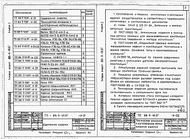 Состав альбома. Типовой проект 816-9-49.87Альбом 2 Чертежи индустриальных строительных конструкций и изделий