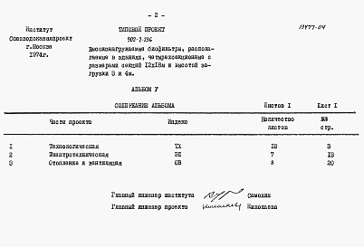 Состав альбома. Типовой проект 902-2-236Альбом 5 Заказные спецификации