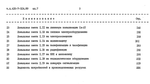 Состав альбома. Типовой проект 416-7-314.89Альбом 7 Сметы