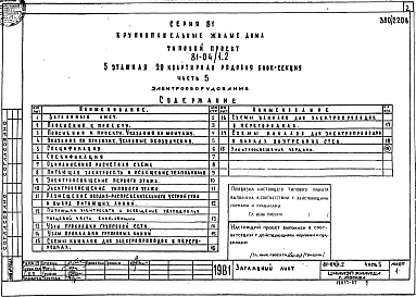 Состав альбома. Типовой проект 81-04/1.2Альбом 7 Электрооборудование. Часть 5