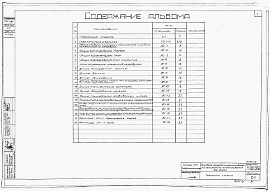 Состав альбома. Типовой проект 7-02-294Альбом 1 Строительная часть