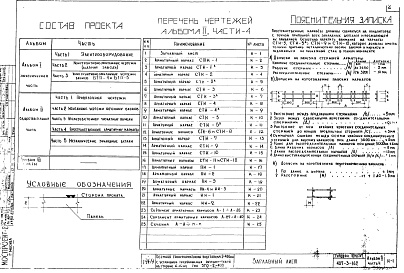 Состав альбома. Типовой проект 407-3-162Альбом 2 Общестроительная часть. Часть 4 Пространственные арматурные каркасы