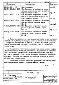 Состав альбома. Типовой проект 94-0115.84Альбом 16 Ведомости потребности в материалах