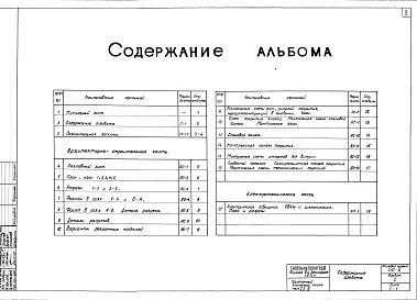 Состав альбома. Типовой проект 310-6Альбом 1 Пояснительная записка. Архитектурно-строительная часть. Электротехническая часть     