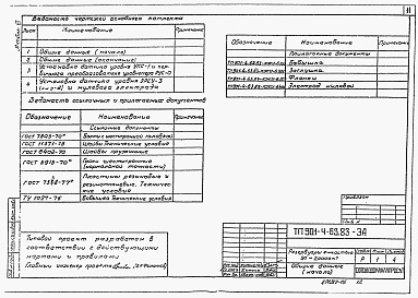 Состав альбома. Типовой проект 901-4-99с.86Альбом 6 Технологические трубопроводы и сигнализация резервуаров емк. 50...20000 м3 ( из тп 901-4-63.83)