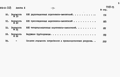 Состав альбома. Типовой проект 902-2-269Альбом 10 Сметы   