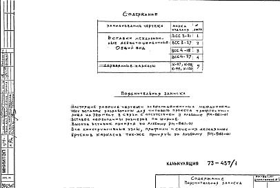 Состав альбома. Шифр РМ-861-01 ВставкиАльбом 1 Рабочие чертежи Дополнение 1