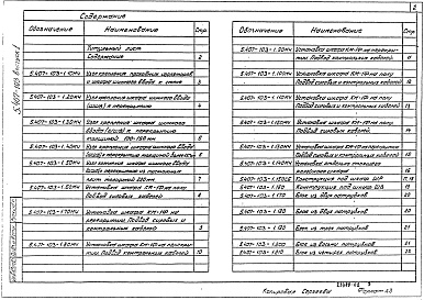 Состав альбома. Серия 5.407-103 УстановкаВыпуск 1 Монтажные чертежи 