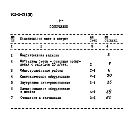 Состав альбома. Типовой проект 902-2-171Альбом 2 Очистные сооружения с расходом 10 л/сек. Сметы. Тип I  