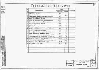 Состав альбома. Типовой проект 7-02-293Альбом 1 Строительная часть