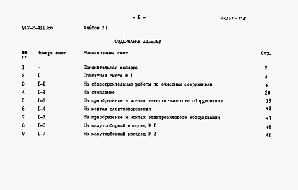 Состав альбома. Типовой проект 902-2-411.86Альбом 7 Сметы    