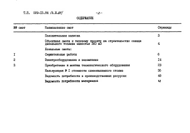 Состав альбома. Типовой проект 509-15.84Альбом 3.85 Сметы. Ведомости потребности в материалах