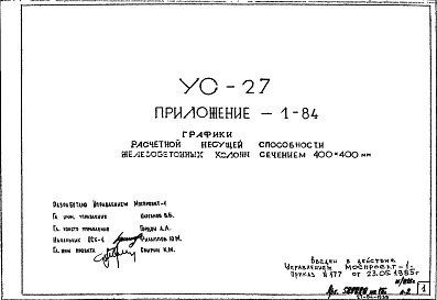 Состав альбома. Шифр УС-27 ГрафикиАльбом 5 Приложение 1-84