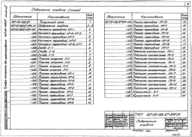 Состав альбома. Типовой проект 407-03-458.87Альбом 2 Электромонтажные изделия
