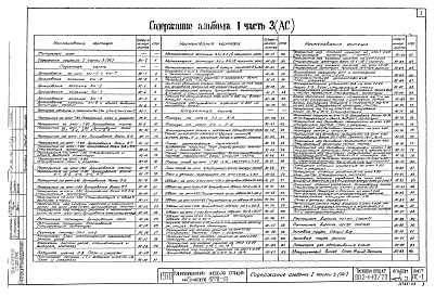 Состав альбома. Типовой проект 902-1-10/70Альбом 1 Часть 3 Архитектурно-строительный. Конструктивные элементы подземной и надземной частей для всех глубин подводящего коллектора в сухих и мокрых грунтах  