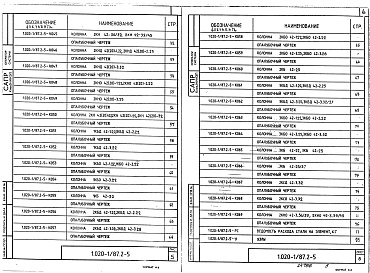 Состав альбома. Серия 1.020-1/87 КонструкцииВыпуск 2-5 Колонны для зданий с высотой этажа 4,2 м. Рабочие чертежи
