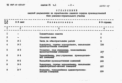 Состав альбома. Типовой проект 409-15-100.87Альбом 7  Сметы   Части 1 и 2  