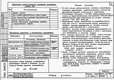 Состав альбома. Типовой проект 87-083п/2Альбом 2 Части 1-1, 2-1, 3-1, 4-1, 5-1, 6-1 Архитектурно-строительные чертежи выше отм. 0.000. Отопление и вентиляция. Водоснабжение и канализация. Газоснабжение. Электрооборудование. Связь и сигнализация 