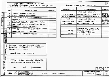 Состав альбома. Типовой проект 87-046.86Альбом 2 Части 1,2,3,4,5,6 Архитектурно-строительные чертежи, отопление и вентиляция, водоснабжение и канализация, газоснабжение, электрооборудование, устройства связи выше отм.0.000