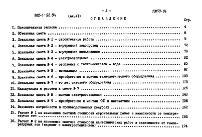 Состав альбома. Типовой проект 902-1-98.84Альбом 6 Сметы     