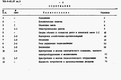 Состав альбома. Типовой проект 709-9-82.87Альбом 5 Сметная документация     