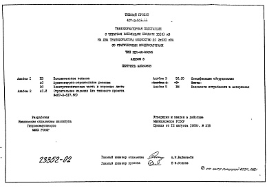 Состав альбома. Типовой проект 407-3-518.88Альбом 3  Спецификации оборудования    