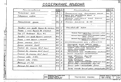 Состав альбома. Типовой проект 901-5-13/70Альбом 1 Чертежи