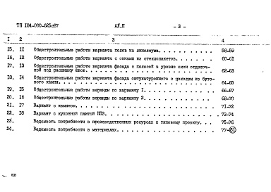 Состав альбома. Типовой проект 184-000-625с.87Альбом 2 Ведомости потребности в материалах.Сметы