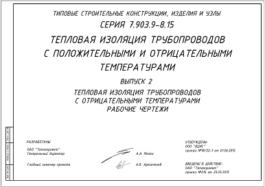 Состав альбома. Серия 7.903.9-8.15 ТепловаяВыпуск 2 Тепловая изоляция трубопроводов с отрицательными температурами. Рабочие чертежи