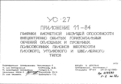 Состав альбома. Шифр УС-27 ГрафикиАльбом 4 Приложение 11-84