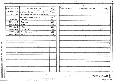 Состав альбома. Серия 7.903.9-3 КонструкцияВыпуск 1 Теплоизоляционные конструкции. Рабочие чертежи . Части 1, 2