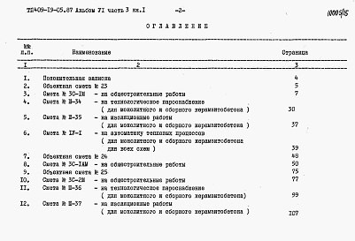 Состав альбома. Типовой проект 409-19-05.87Альбом 6 Сметы.Часть 3 книги 1, 2. Камеры типа 3. Вариант в монолитном керамзитобетоне. Вариант в сборном керамзитобетоне.